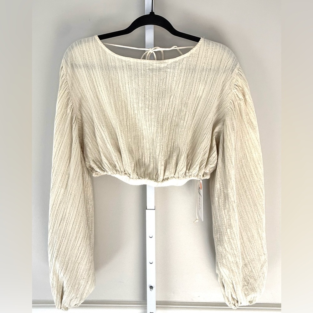 Significant Other Arwyn Crop Top Tie Back Cream/Sage NWT Size 4